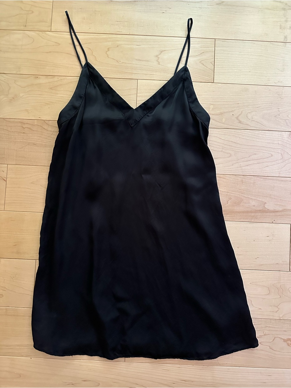 Aritzia Wilfred 100% Cupro Black Dress Slip Silk Satin
